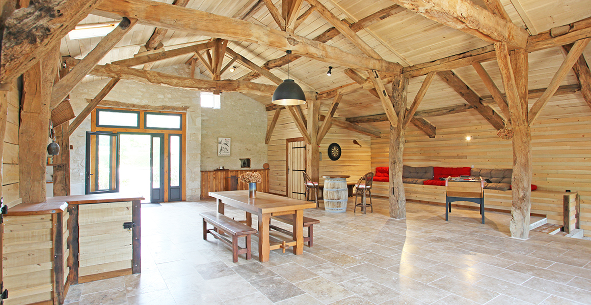 The communal games area in a converted barn